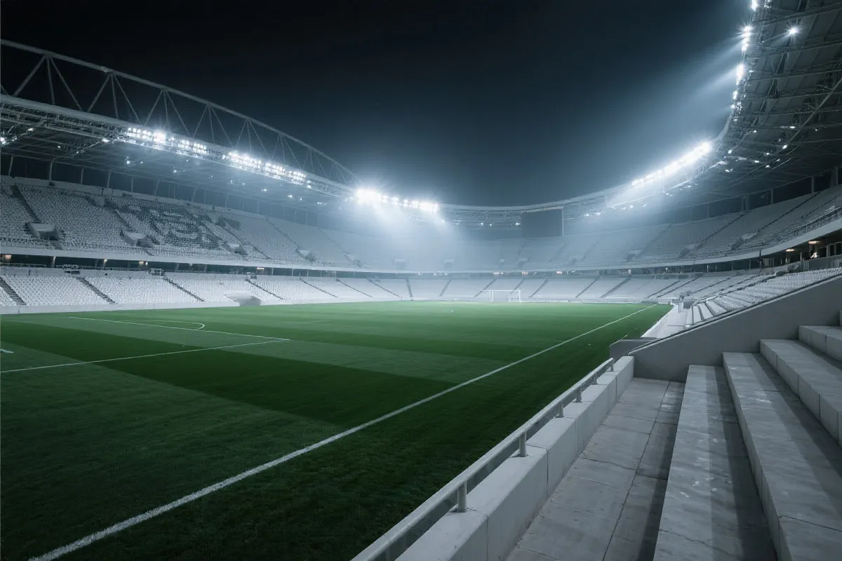 球场灯光下的现代体育场